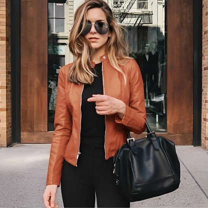 Lysiane - Veste d'hiver en cuir élégante pour femme