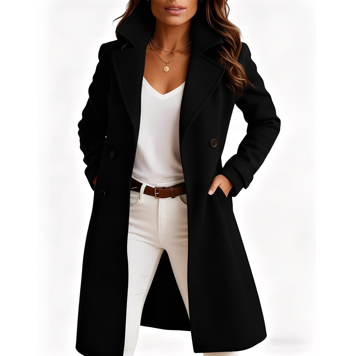 Camille - Manteau élégant pour femmes au design à simple boutonnage