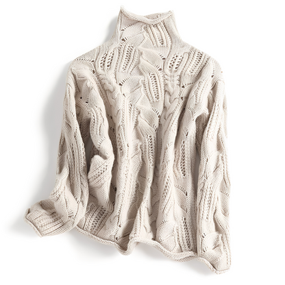Lillie - Elegant cashmere sweater with high collar for women