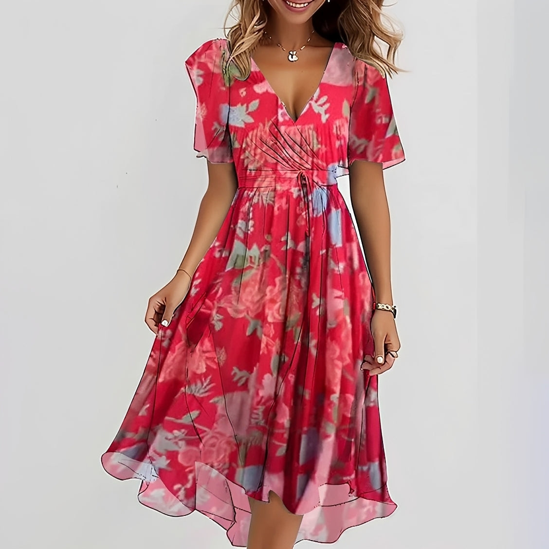 Emelia - Robe en chiffon à fleurs