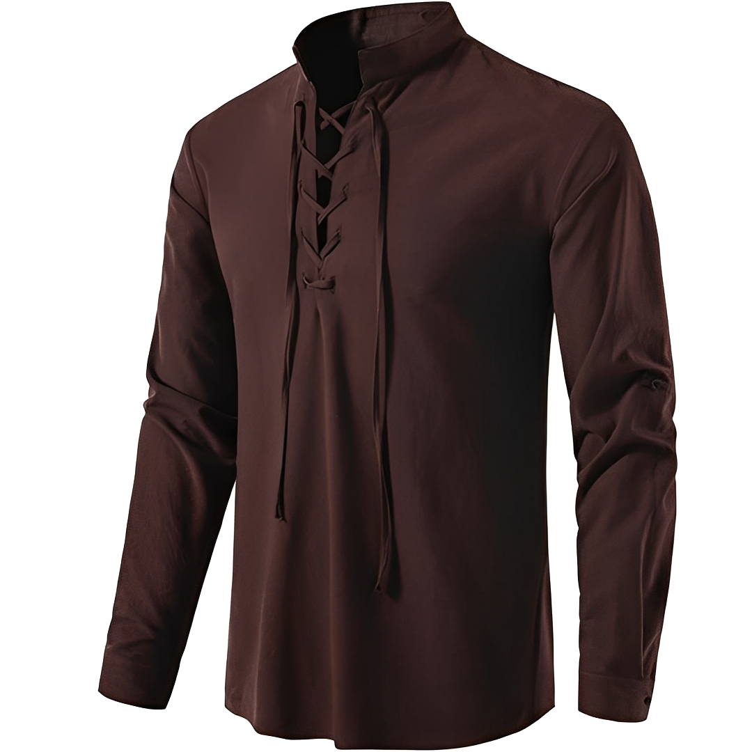 Josué - Chemise chic à col en V avec dentelle pour homme