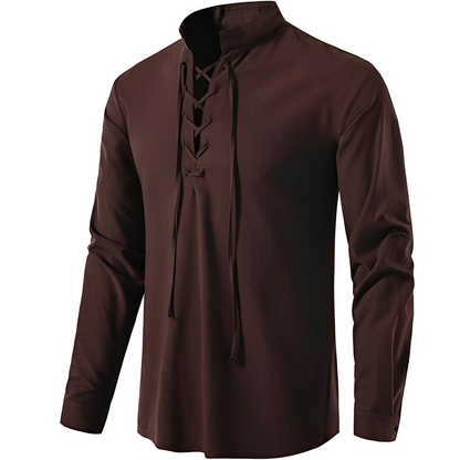 Josué - Chemise chic à col en V avec dentelle pour homme