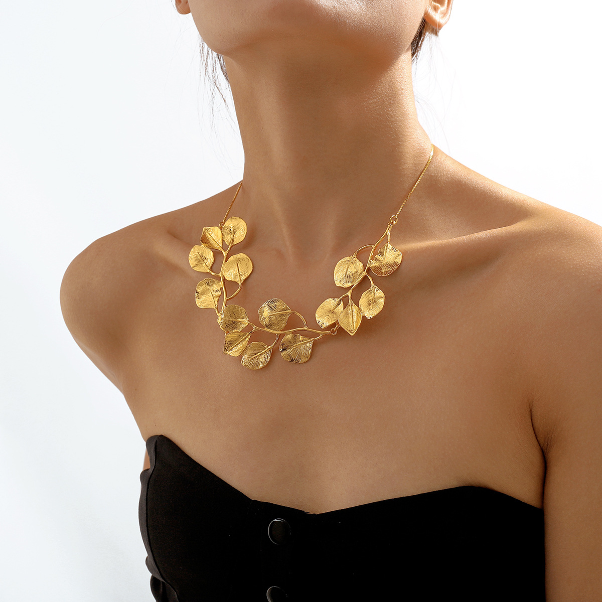 Golden Leaf - Collier de feuille de figuier vintage