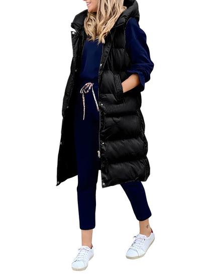 Amilia - Élégant manteau-veste long sans manches pour femmes