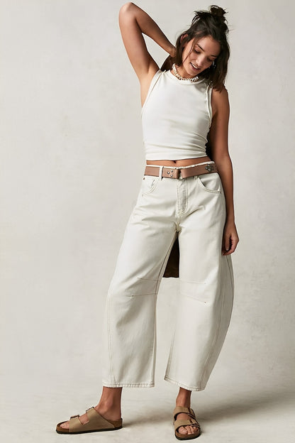 Adrienne - Pantalons larges coupe classique Barrel pour femmes