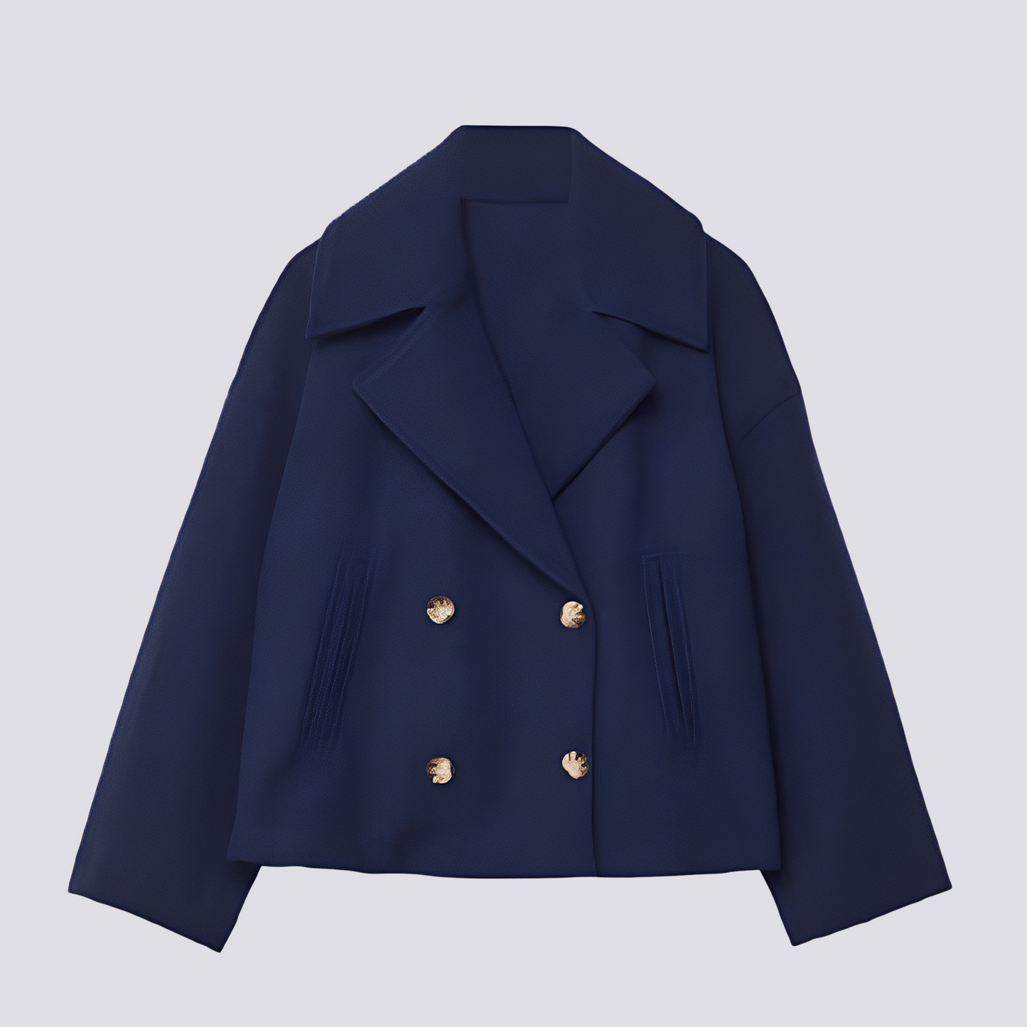 Bethney - Veste courte élégante en laine avec col à revers pour femmes