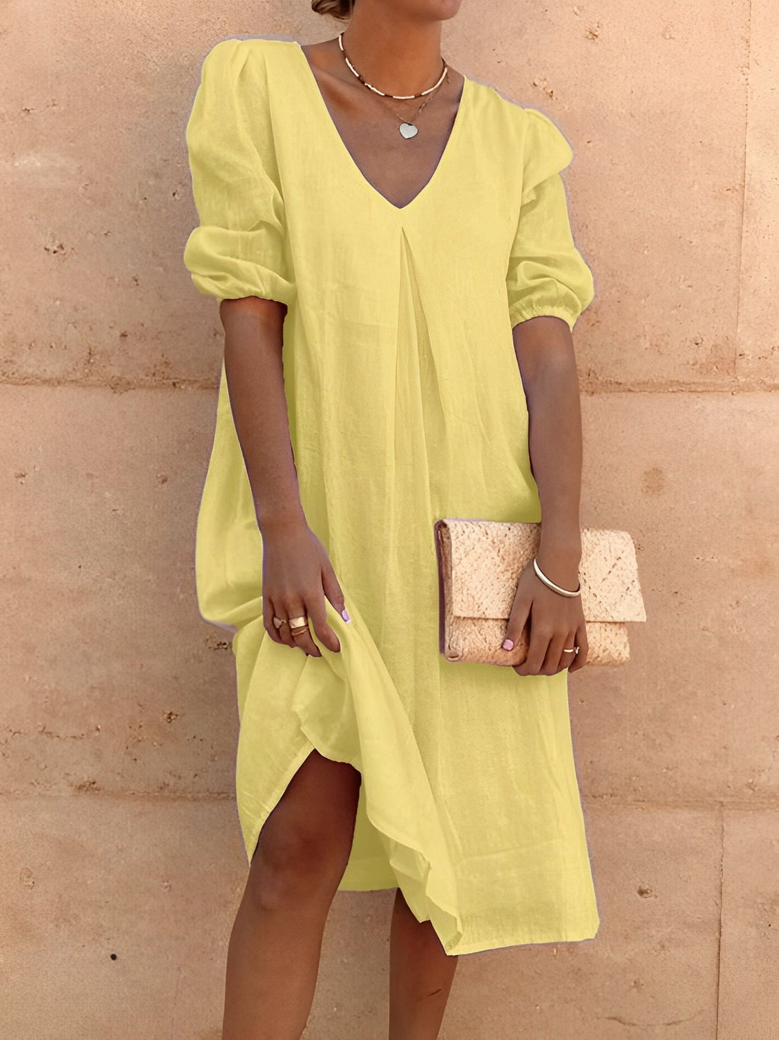 Dene - Robe midi casual avec décolleté en V