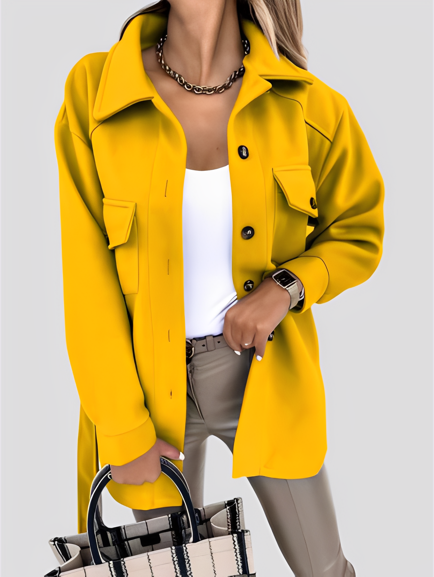 Tiffanie - Blazer léger en laine moderne avec col à revers pour femmes