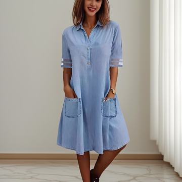 Sandra - Robe en jean élégante avec poches latérales pour femmes