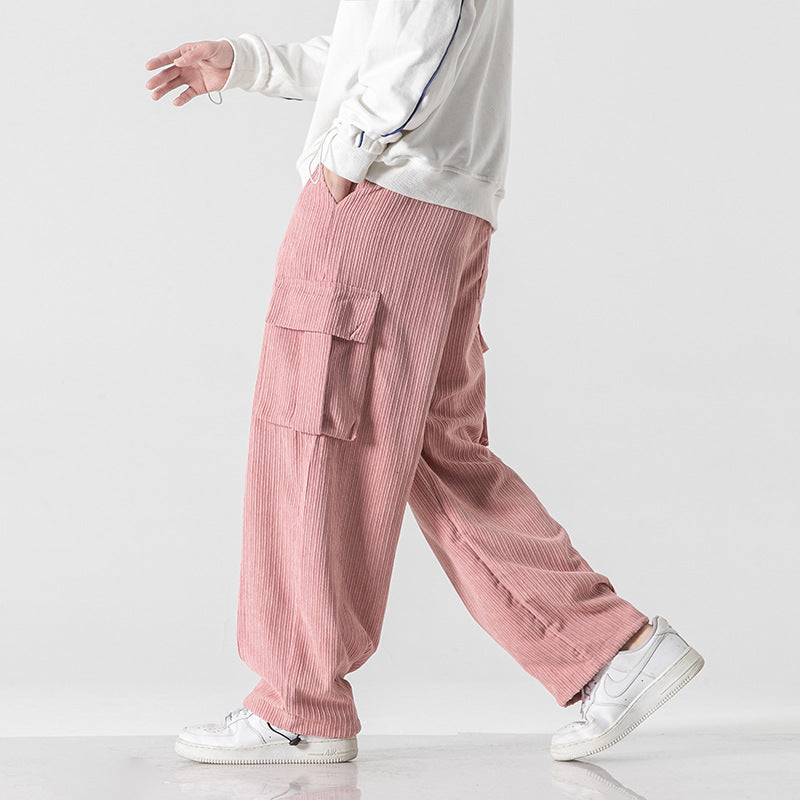 Xander - Pantalon cargo en velours côtelé pour homme, coupe ample et décontractée