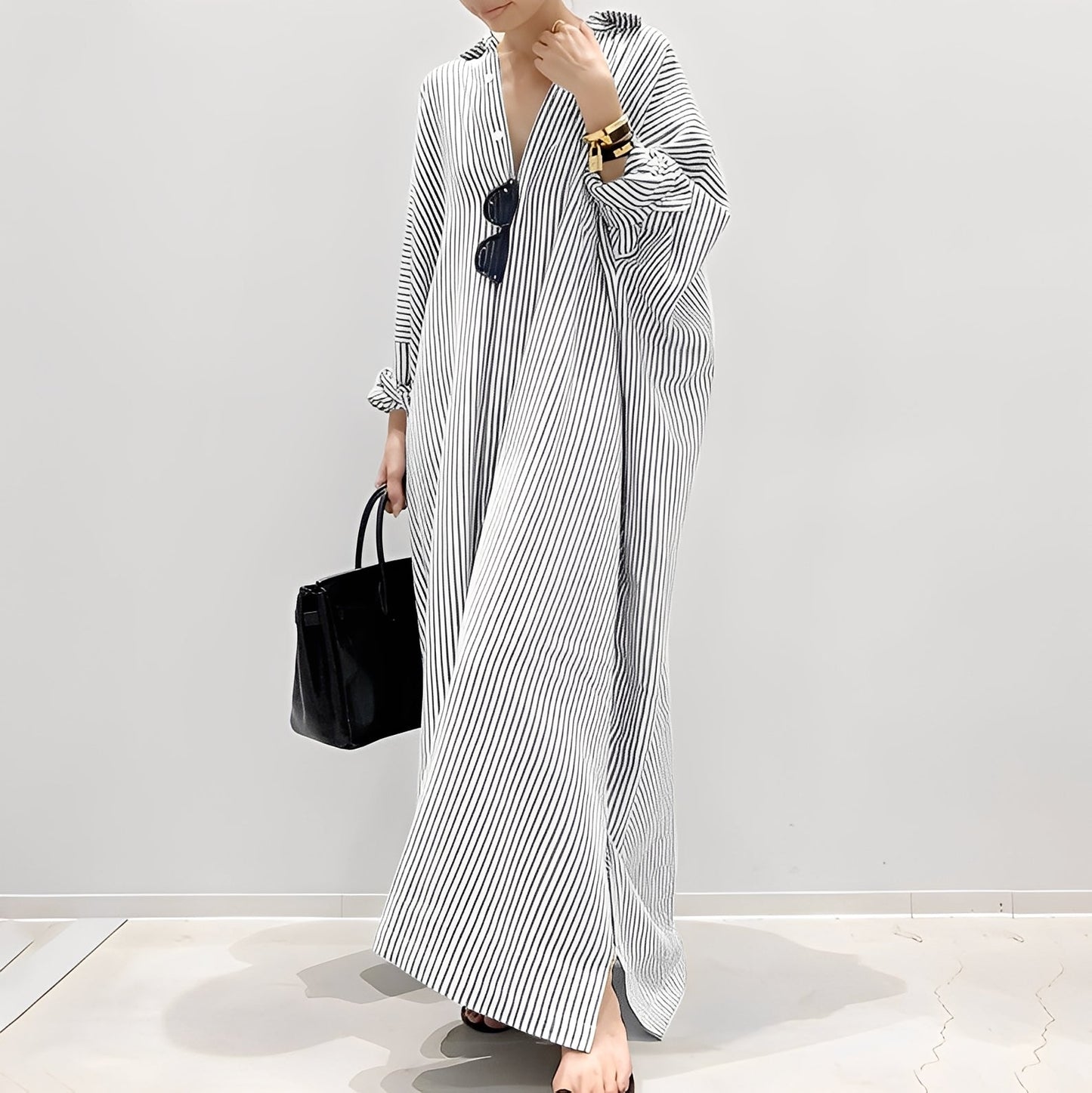 Davida - Robe chemise décontractée à rayures pour femmes