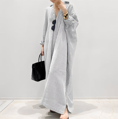 Davida - Robe chemise décontractée à rayures pour femmes