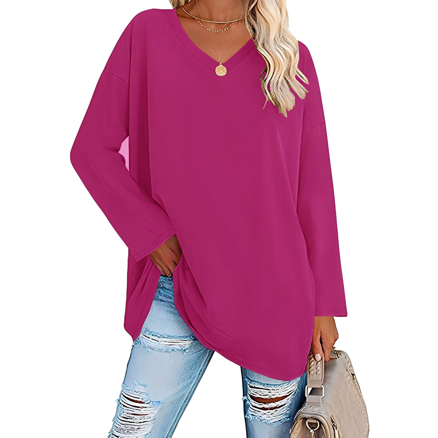 Laëtitia - Loose and elegant long-sleeved blouse for women