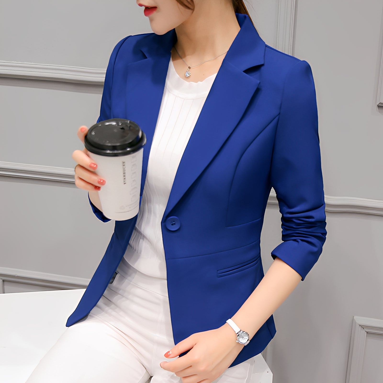 Lindy – Blazer Élégant à Bouton Unique pour Femme
