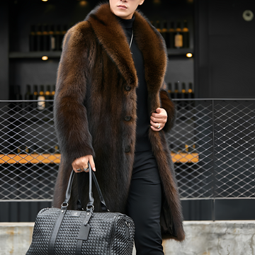 Matteo - Manteau long élégant en fourrure pour hommes