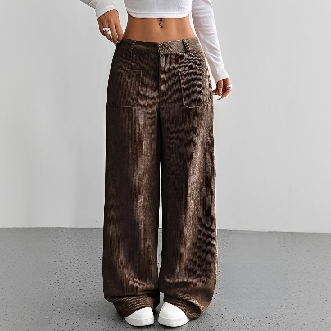Isabelle - Pantalon en velours côtelé taille haute
