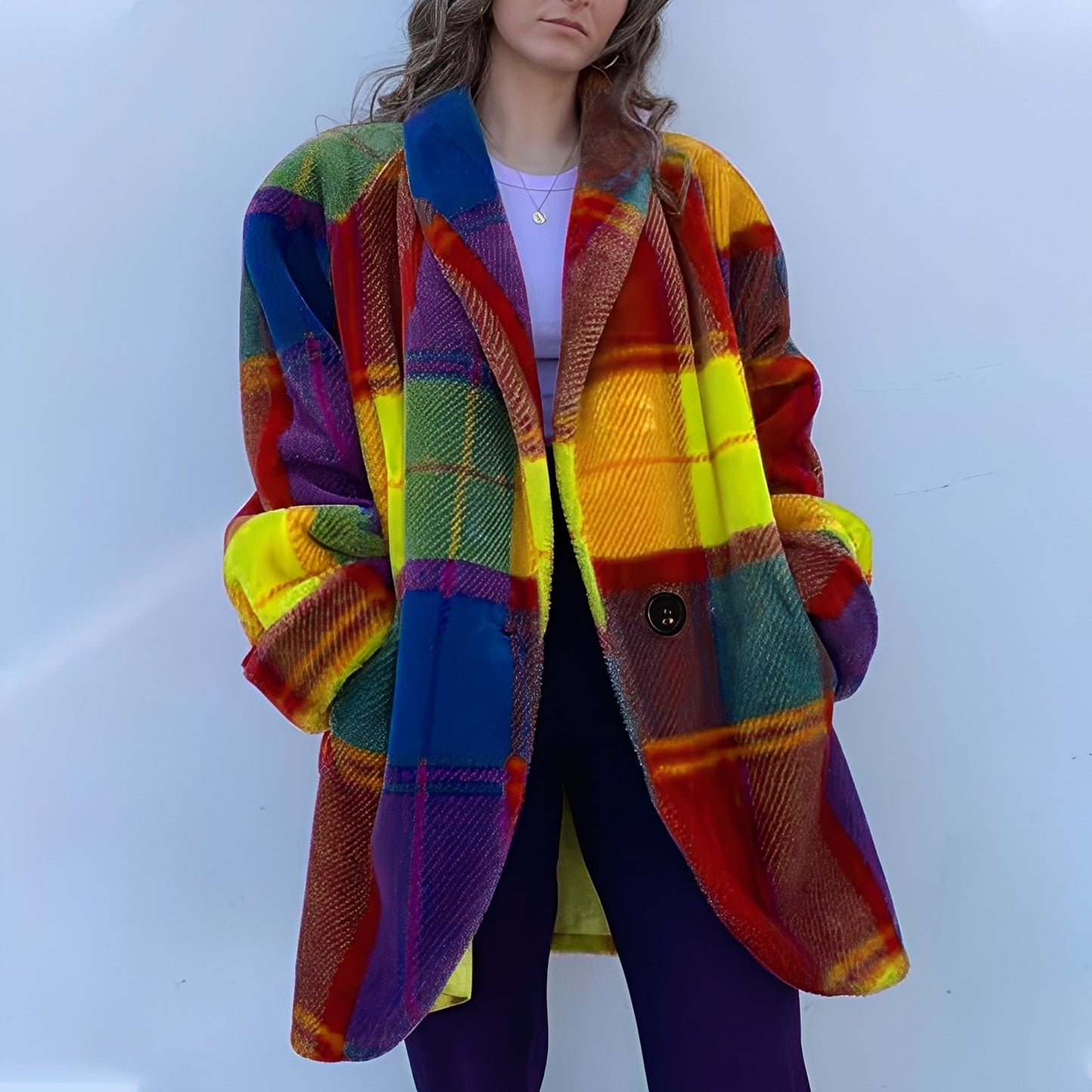 Alex - Manteau coloré avec revers et poches pour femmes