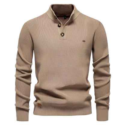 Brant - Elegant sweater with quarter zipper for men
