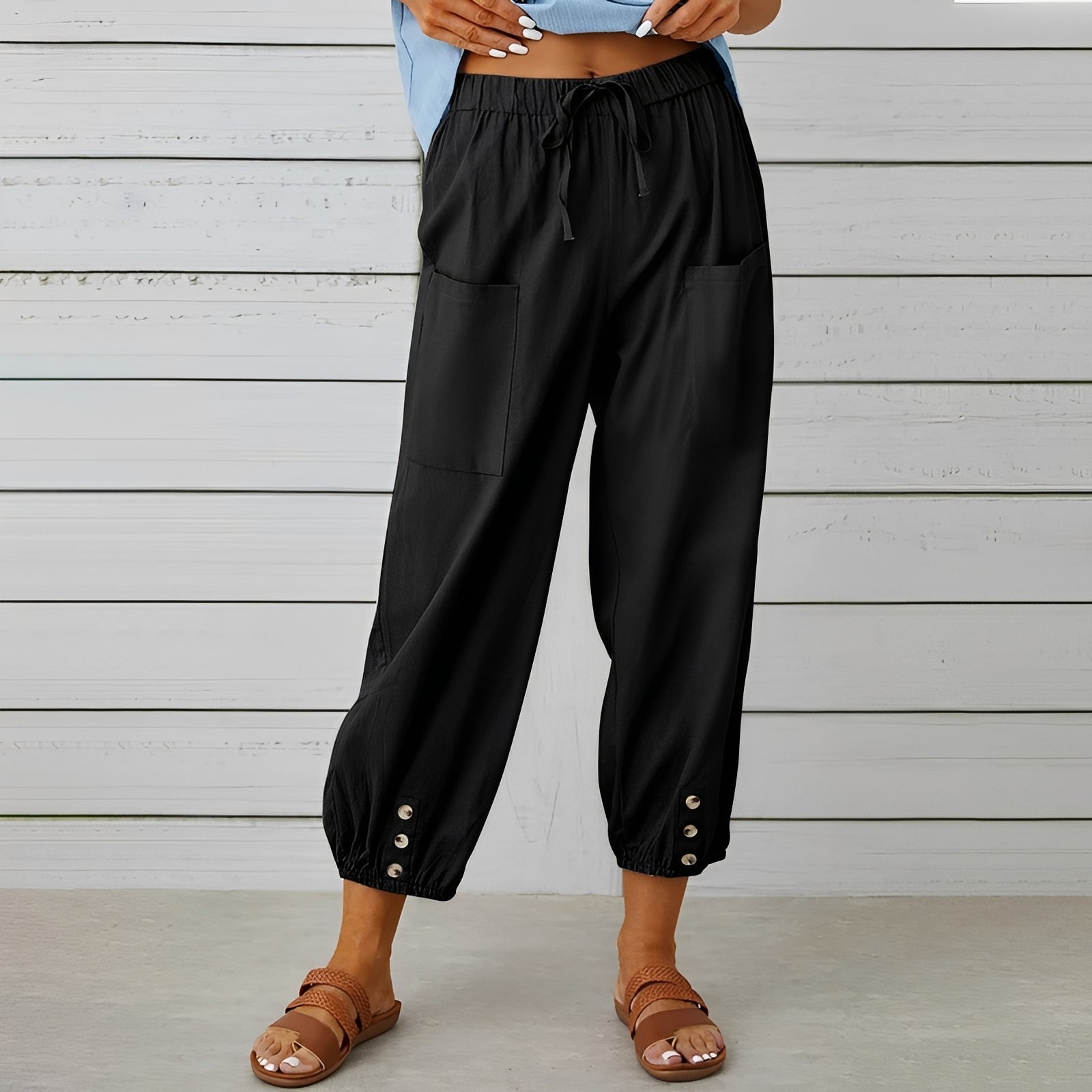 Christa - Pantalon décontracté, ample et raccourci pour femmes