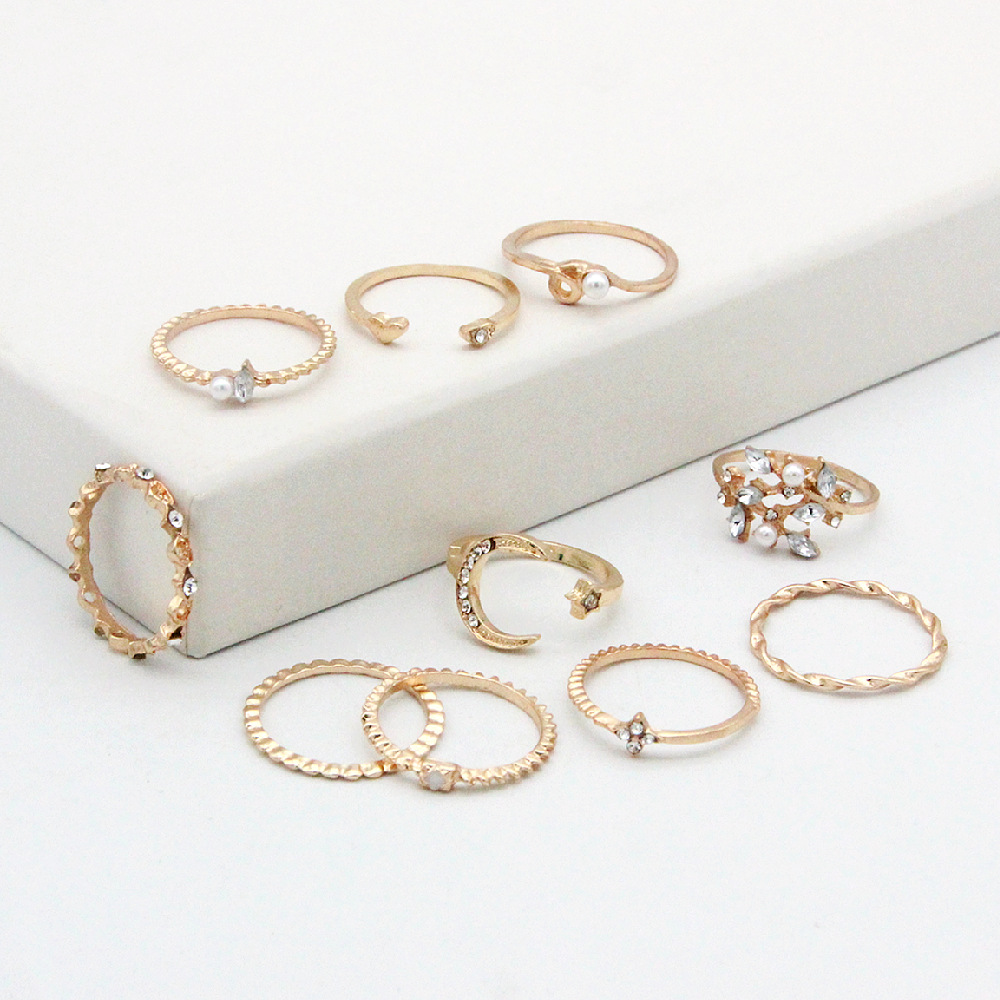 Luna et étoile - Bague de mode de 10 pièces