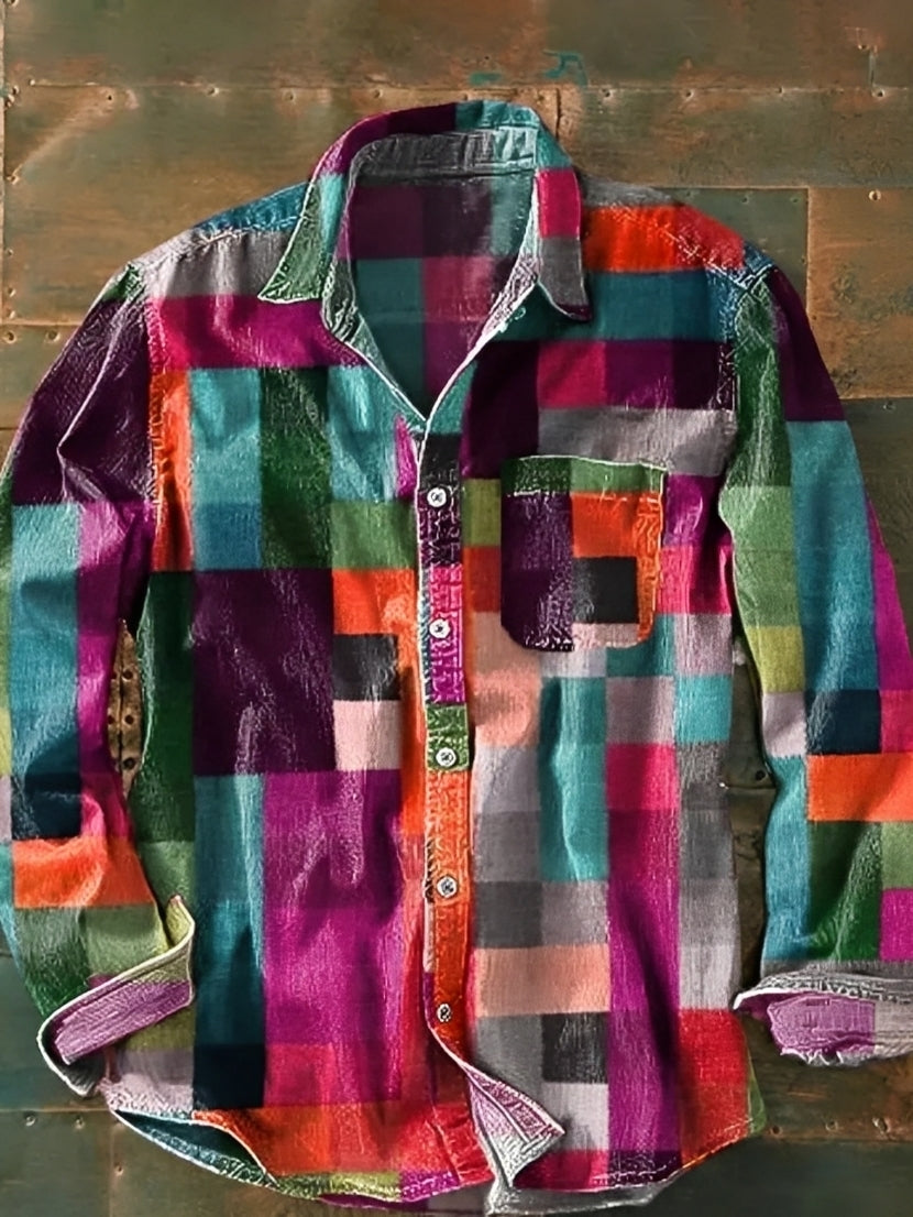 Charles – Chemise à manches longues pour hommes – Rétro et coloré