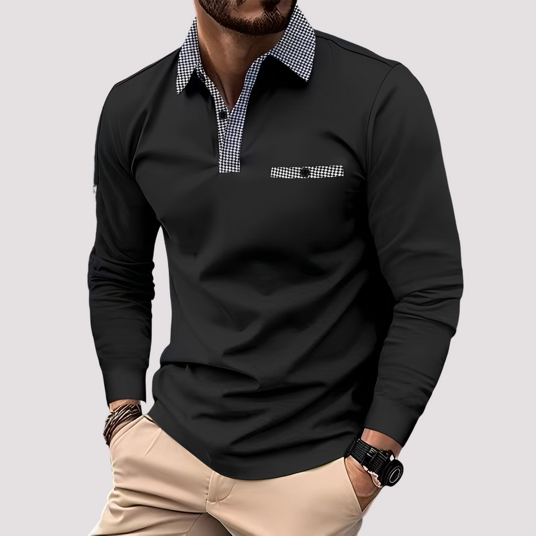 Aidan - Polo à manches longues élégant pour hommes