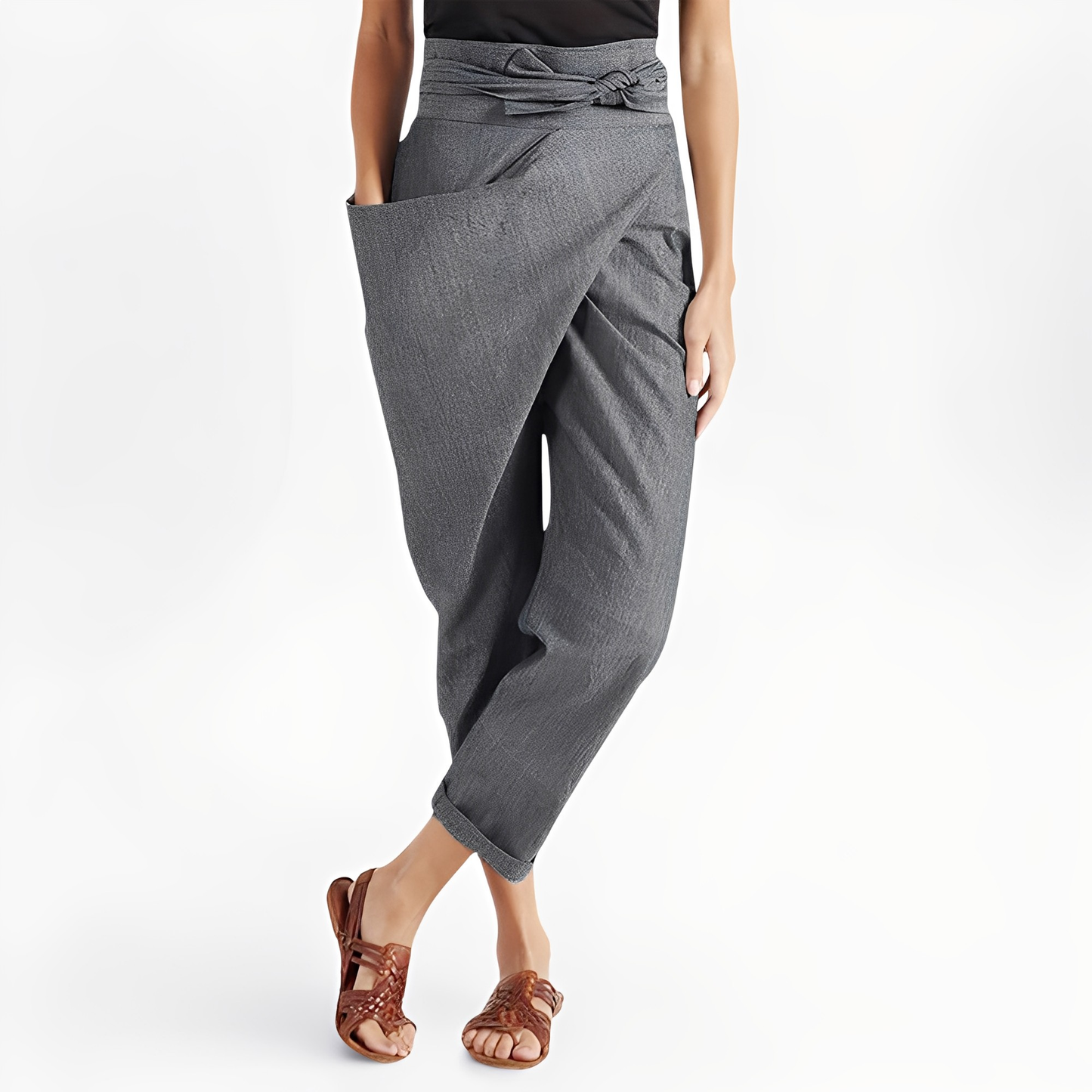 Courteney - Pantalon harem ample à taille haute pour femmes