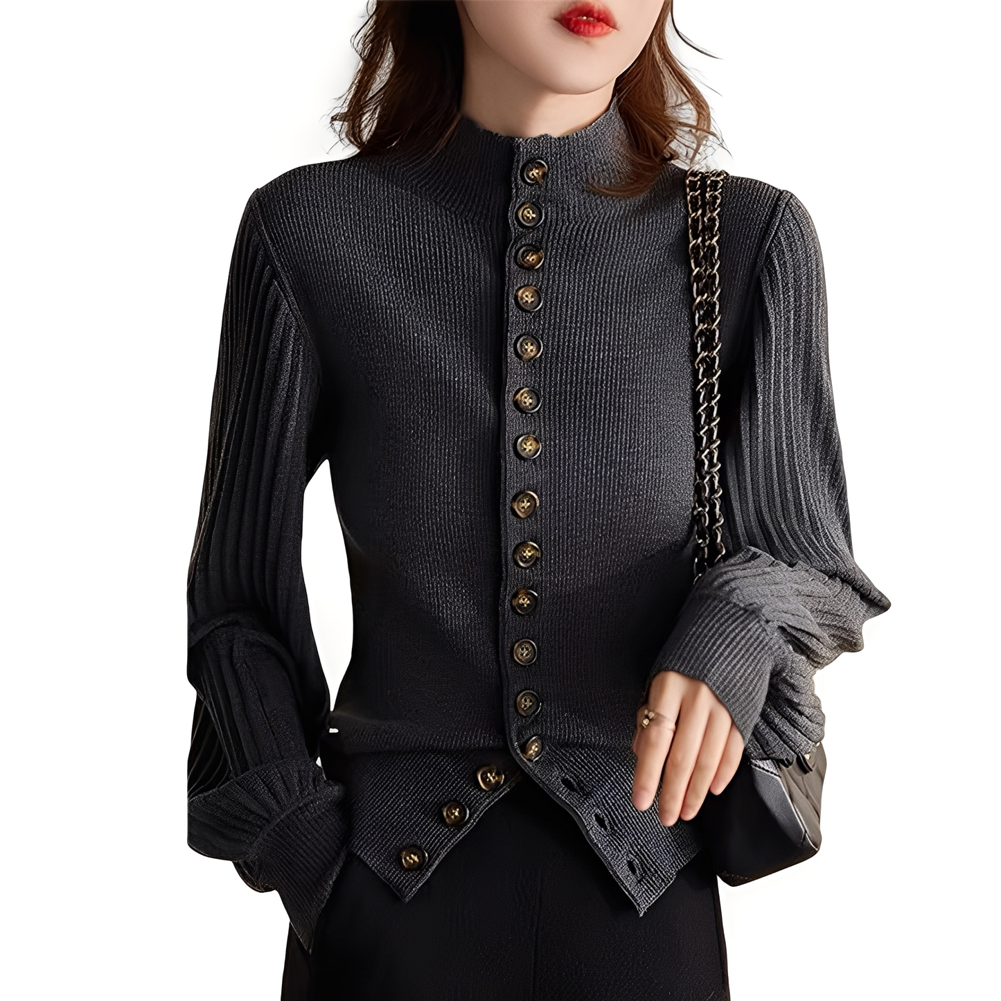Adelyn - Pull-over décontracté pour femmes avec manches bouffantes