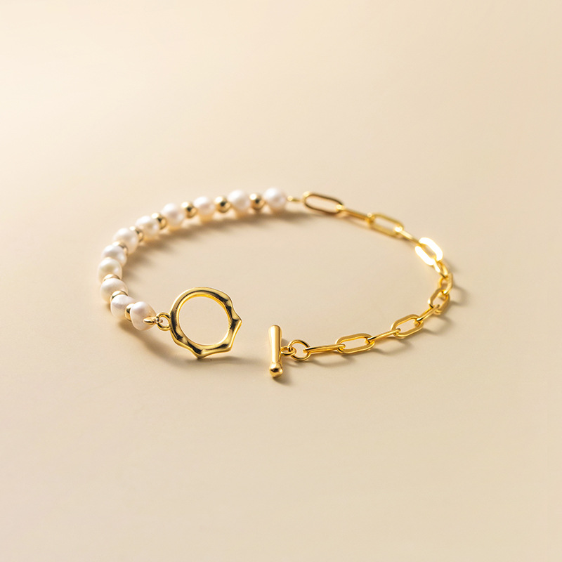 Bracelet de perles à moitié - Bracelet de perles moitié et moitié