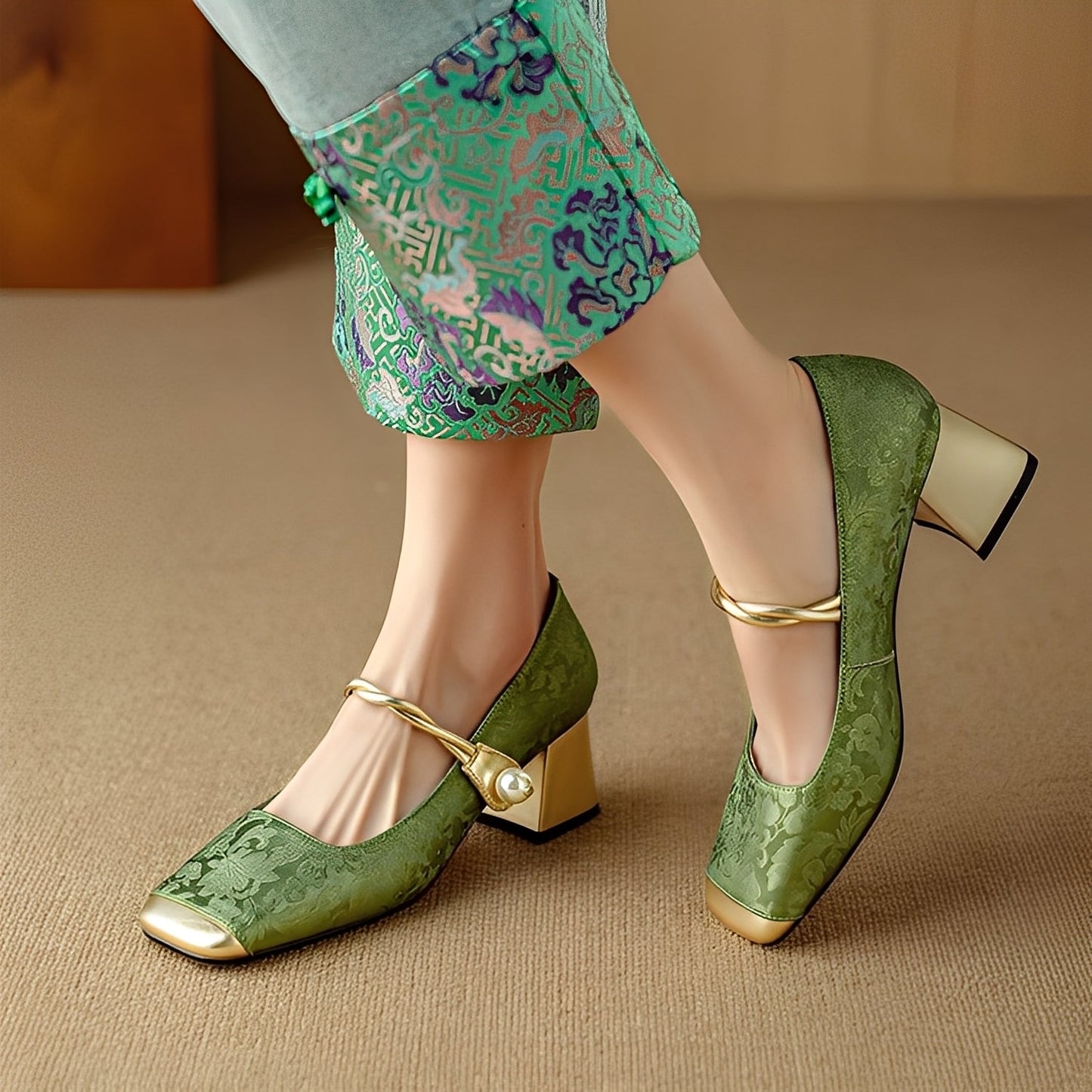 Evelyn - Elegant sandals in embossed silk with heels for women