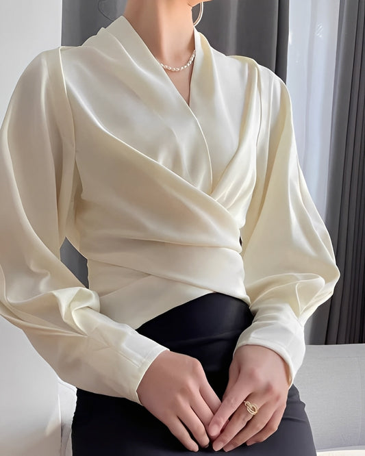Annora - Belle chemise en satin à manches longues pour femmes