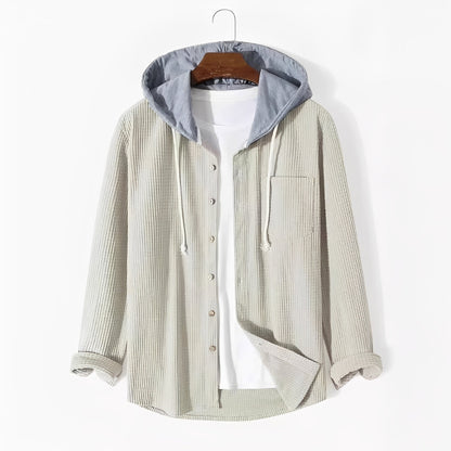 David - Chemise en velours côtelé élégante avec capuche pour hommes