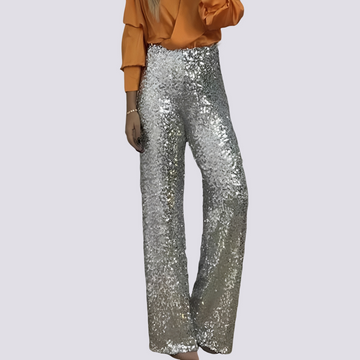 Mandy - Pantalon Taille Haute à Paillettes