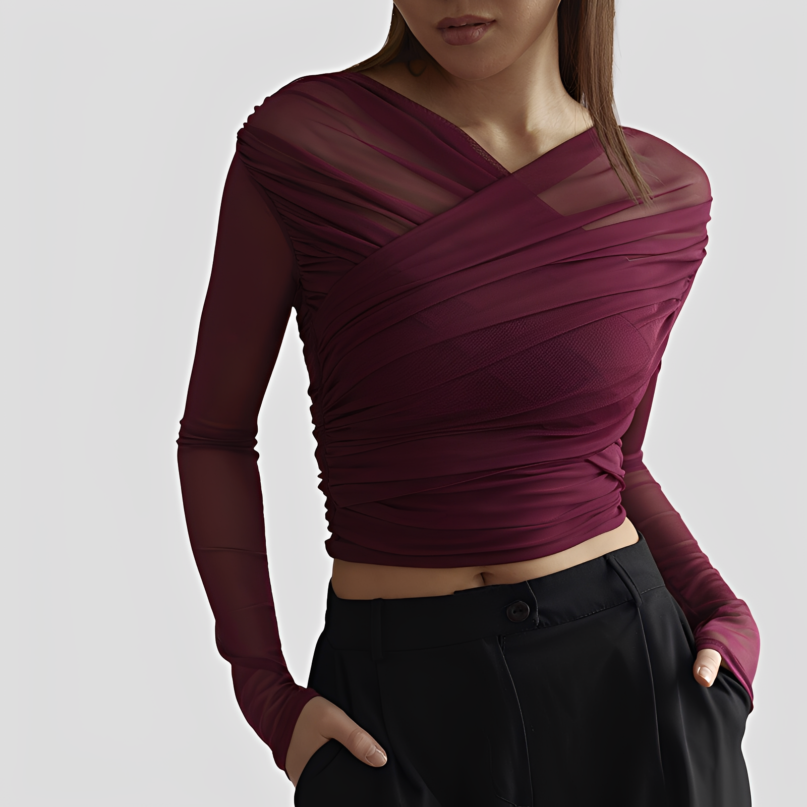 Cara - Élégante blouse avec manches longues plissées