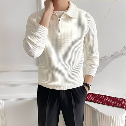 Justin - Pull élégant en tricot avec zip pour hommes