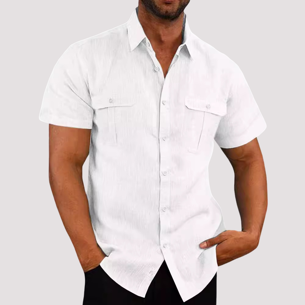 Aaron - Chemise à manches courtes stylée avec patte de boutonnage pour hommes