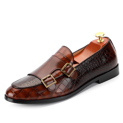 Rafael - Elegant leather slip-on shoes for men with double buckle