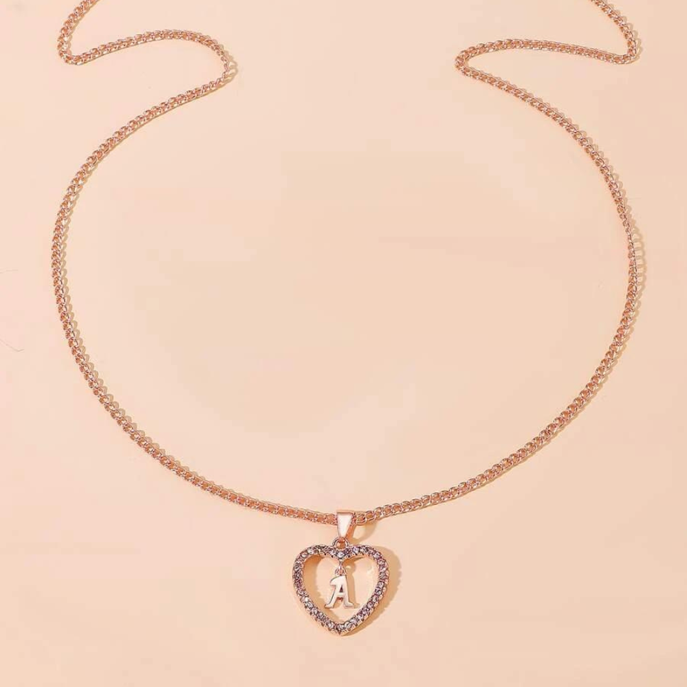 Collier de Cœur Initial en Cristal - Collier avec pendentif de cœur initial