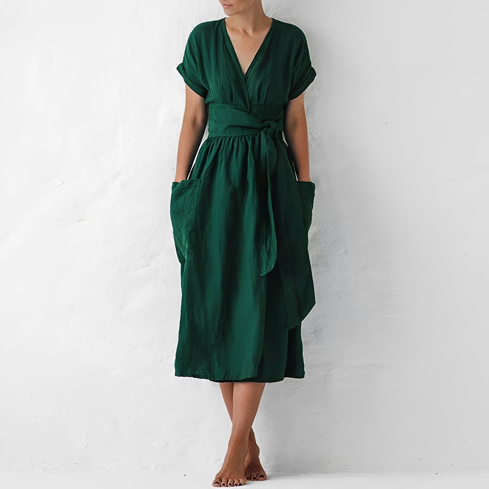 Sasha - Robe portefeuille décontractée avec poches