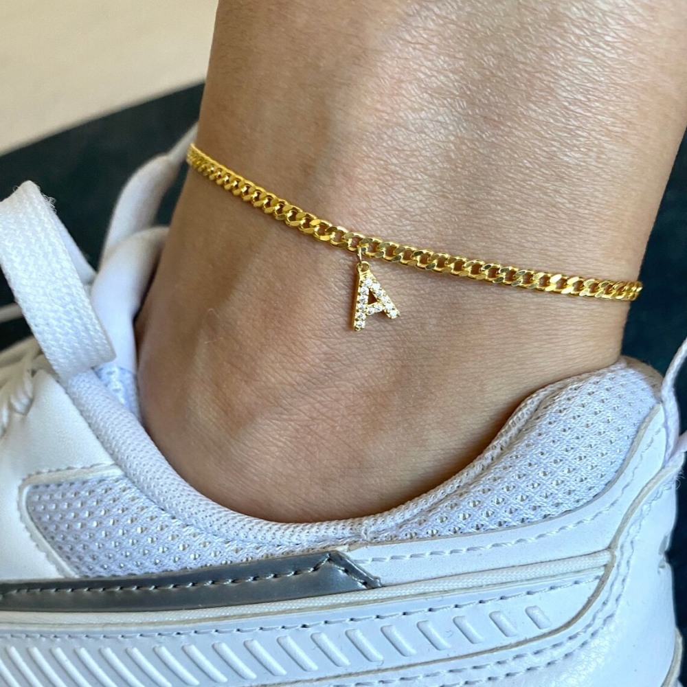 Cheville avec Initiale - Bracelet de cheville avec votre initiale