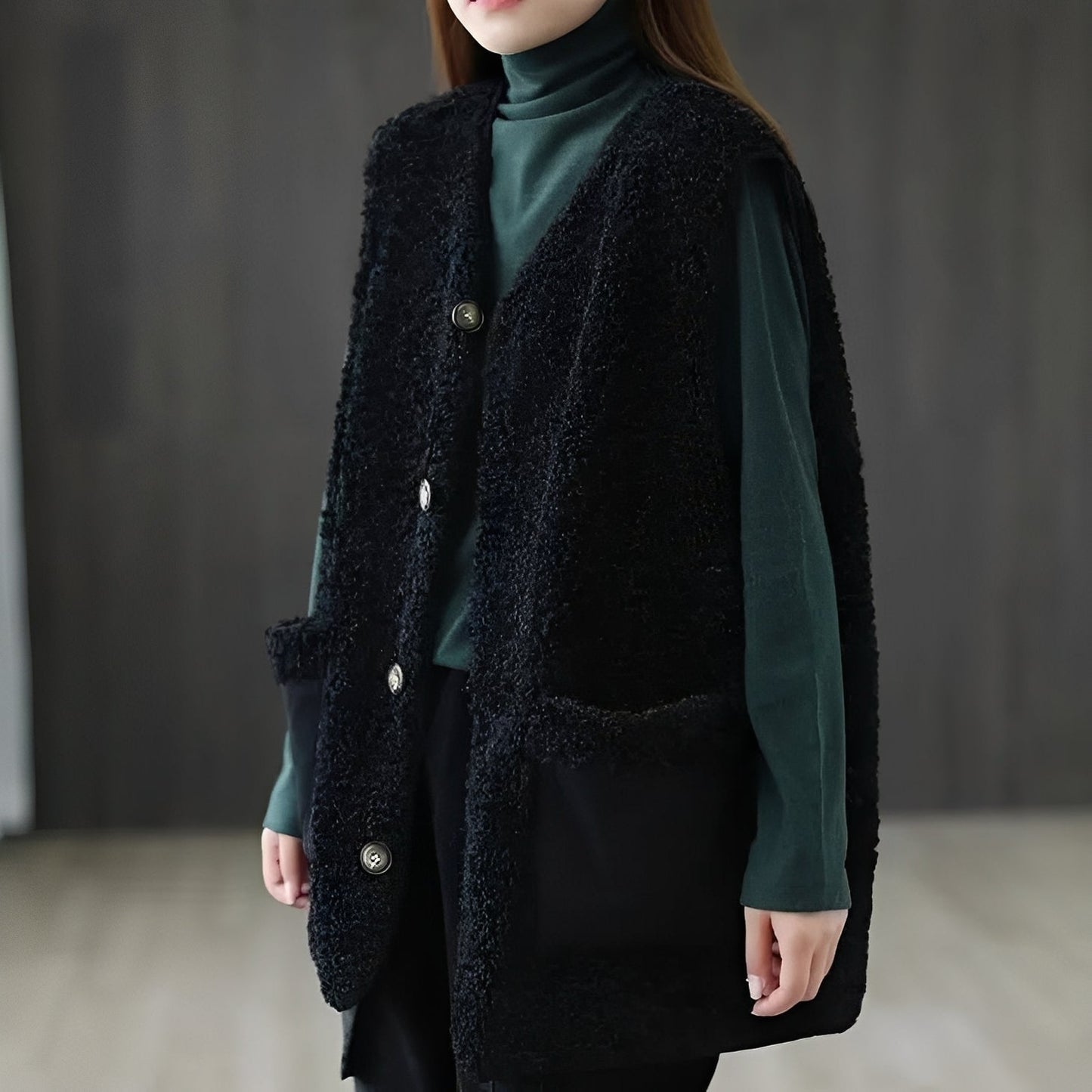 Evelyn - dicker und modischer Mantel mit Taschen für Damen