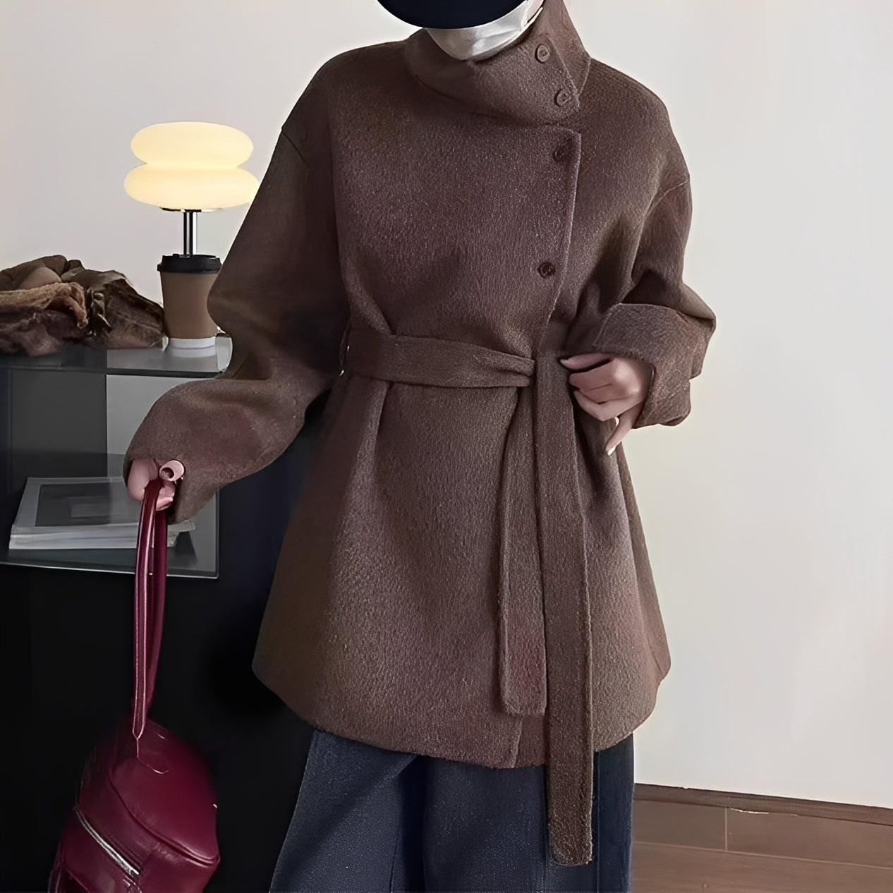 Claudia - Manteau en laine à double rangée de boutons pour femmes