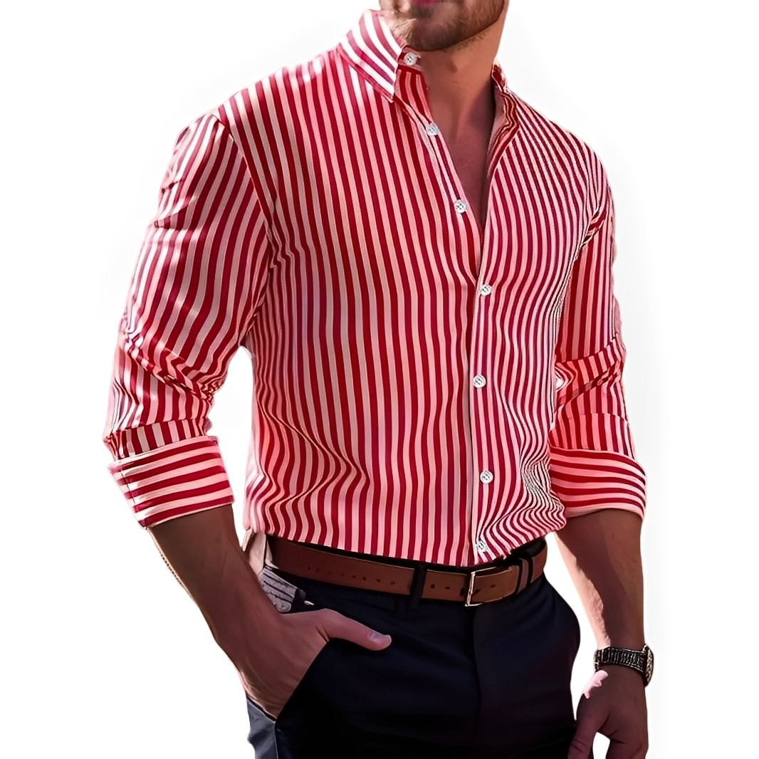 Brycen - Chemise à rayures stylée à manches longues pour hommes