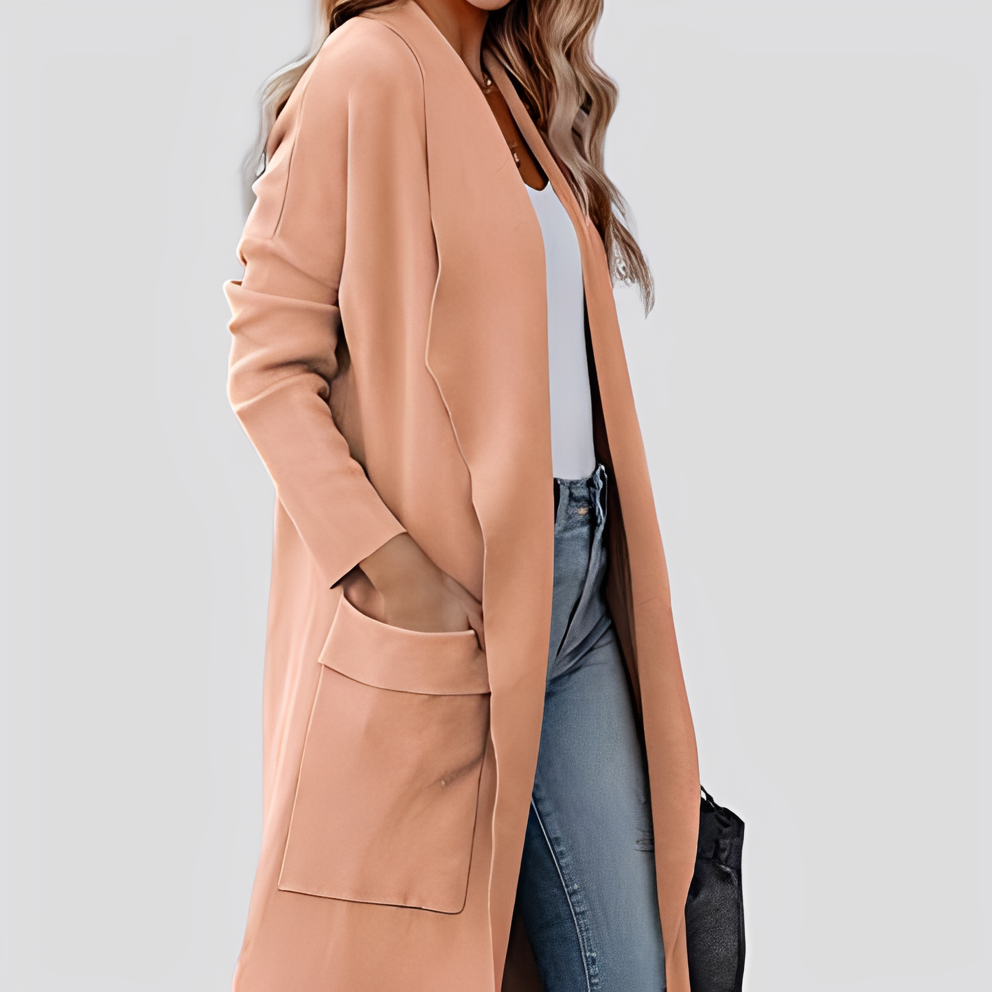 Chantal - Long cardigan en tweed décontracté pour femmes