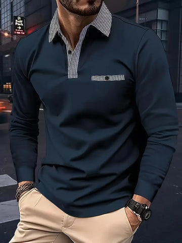 Nikolas - Chemise polo à manches longues et col reversé pour hommes