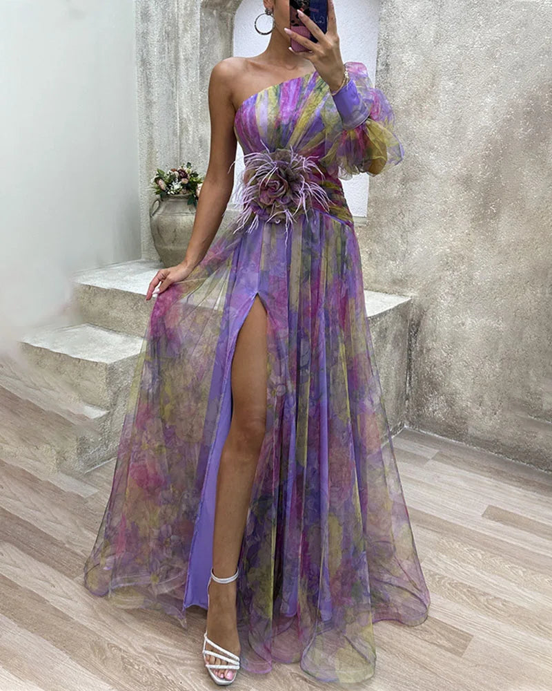 Alora - Robe élégante à épaules dénudées et fente pour femmes