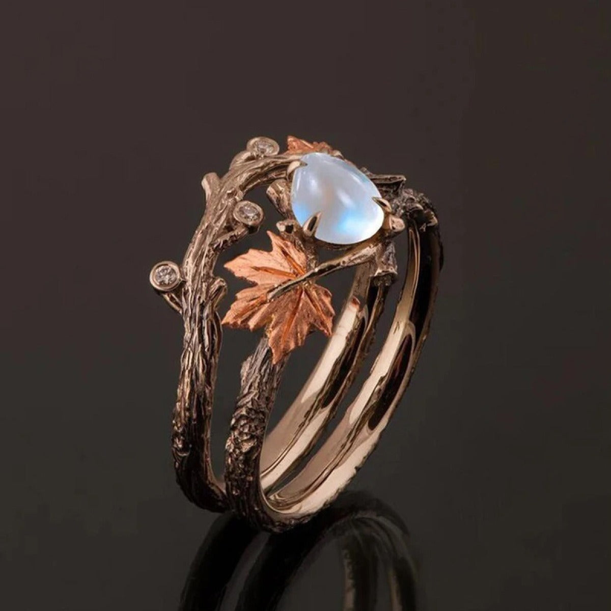 Ysia – Bague de pierre de lune en style naturel