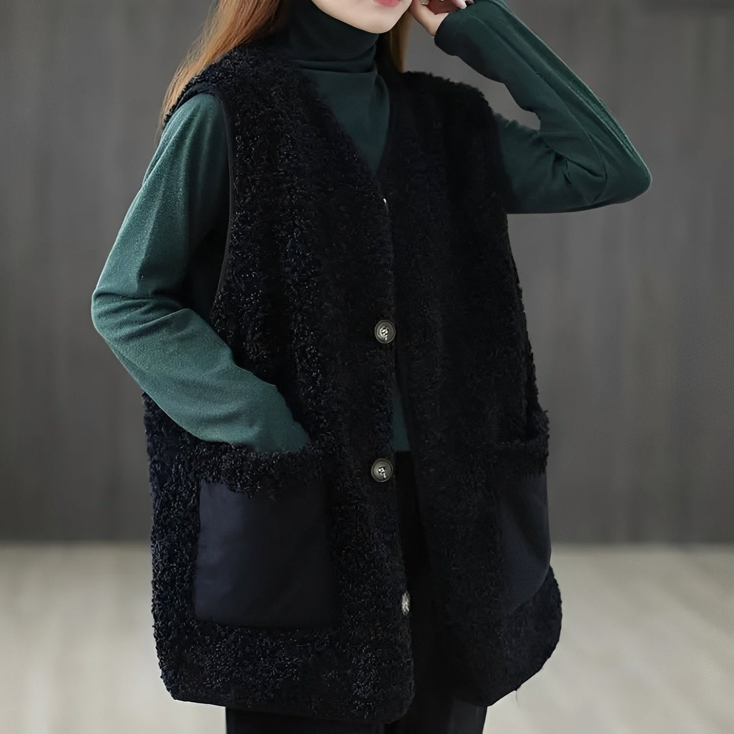 Evelyn - dicker und modischer Mantel mit Taschen für Damen