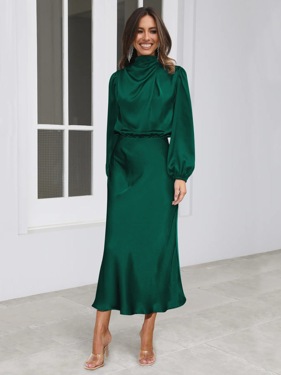 Danica - Robe élégante à manches longues pour femmes avec col halter