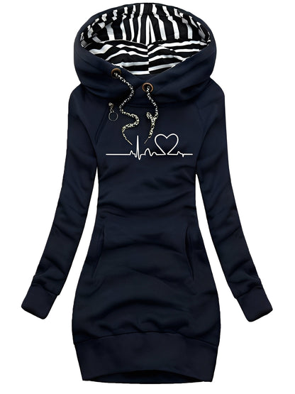 Roxanne - Robe pull imprimée décontractée avec capuche pour femmes